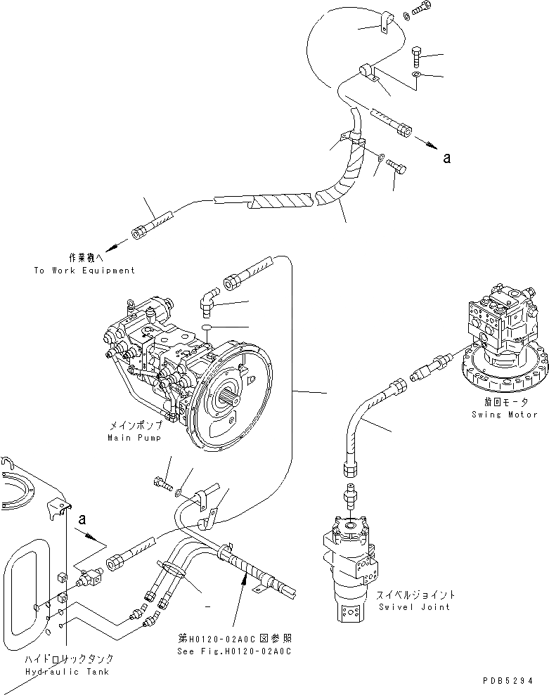 Схема запчастей Komatsu PC200-6 - ВОЗВРАТН. ЛИНИЯ (ROTATION РУКОЯТЬ)(№9-) ГИДРАВЛИКА