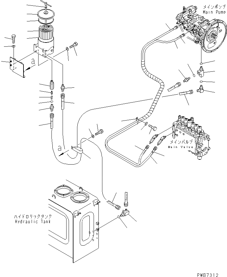 Схема запчастей Komatsu PC200-6 - ЛИНИЯ LS(С BY-PASS ФИЛЬТР.)(№9-) ГИДРАВЛИКА