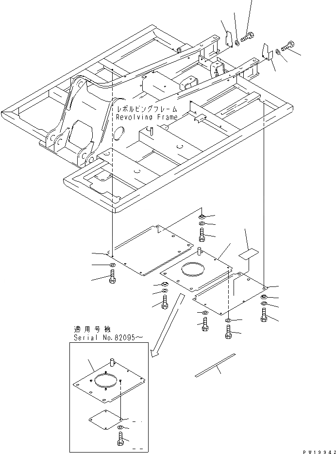 Схема запчастей Komatsu PC200-6 - НИЖН. КРЫШКА (ОСНОВНАЯ РАМА) (ОТСЕК ДВИГАТЕЛЯ)(№8-9998) ЧАСТИ КОРПУСА