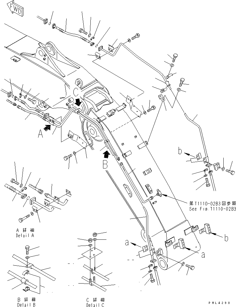 Схема запчастей Komatsu PC200-6 - СТРЕЛА (ROTATION ЛИНИЯ) (ПЕРВ. СТРЕЛА) (2-СЕКЦИОНН. СТРЕЛА) (ROTATION РУКОЯТЬ) (С ДОПОЛН. ГИДРОЛИНИЕЙ) РАБОЧЕЕ ОБОРУДОВАНИЕ