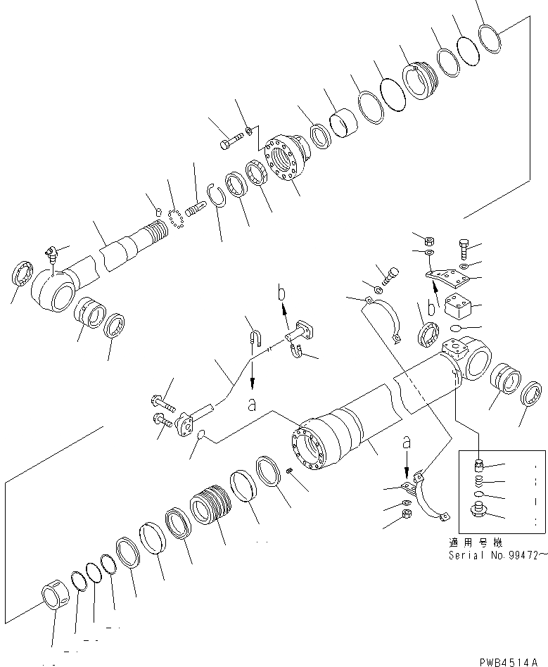 Схема запчастей Komatsu PC200-6 - ЦИЛИНДР РУКОЯТИ(№9-) ОСНОВН. КОМПОНЕНТЫ И РЕМКОМПЛЕКТЫ