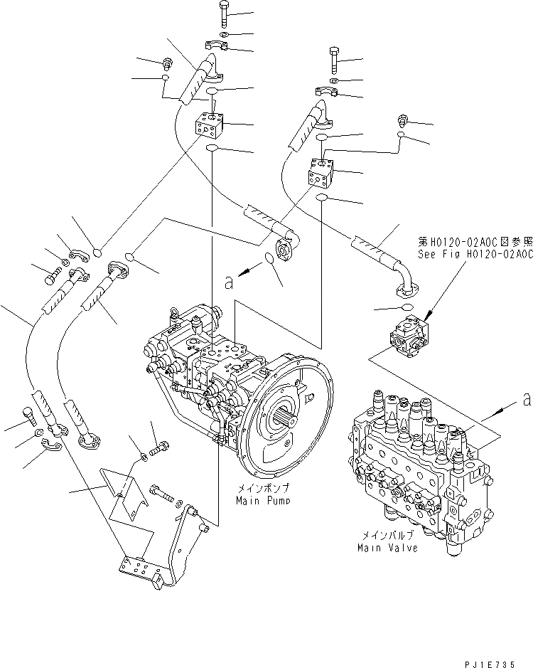 Схема запчастей Komatsu PC200-6H - ЛИНИЯ ПОДАЧИ(№7-) ГИДРАВЛИКА