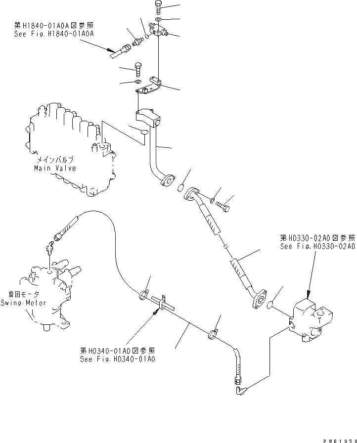 Схема запчастей Komatsu PC200-6H - ВОЗВРАТНАЯ ЛИНИЯ(ШЛАНГИ)(№987-9998) ГИДРАВЛИКА