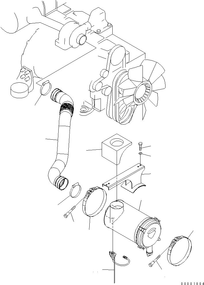 Схема запчастей Komatsu PC200-7 - СОЕДИНЕНИЯ ВОЗДУХООЧИСТИТЕЛЯ(С ПРЕФИЛЬТРОМ) КОМПОНЕНТЫ ДВИГАТЕЛЯ