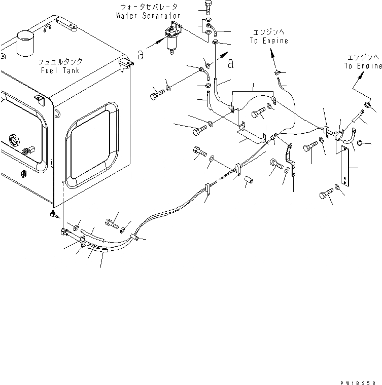 Схема запчастей Komatsu PC200-7 - ТОПЛИВОПРОВОД.(№-) ТОПЛИВН. БАК. AND КОМПОНЕНТЫ