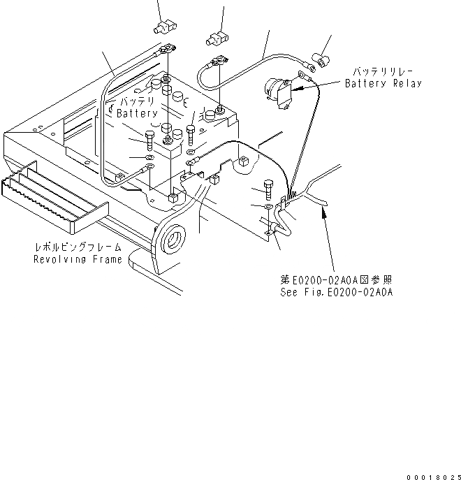 Схема запчастей Komatsu PC200-7 - ЭЛЕКТРОПРОВОДКА (АККУМУЛЯТОРН. ОТСЕК)(№-) ЭЛЕКТРИКА