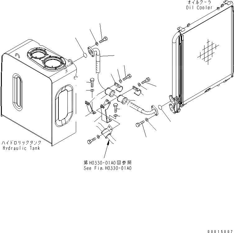 Схема запчастей Komatsu PC200-7 - ЛИНИИ МАСЛООХЛАДИТЕЛЯ ГИДРАВЛИКА