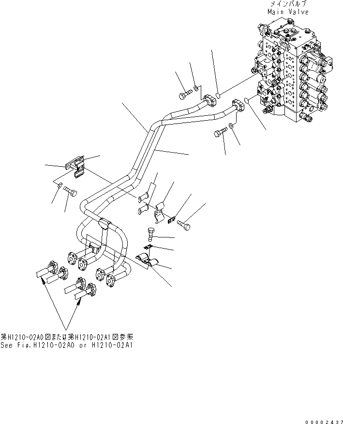 Схема запчастей Komatsu PC200-7 - ТРУБЫ СТРЕЛЫ (/) ГИДРАВЛИКА