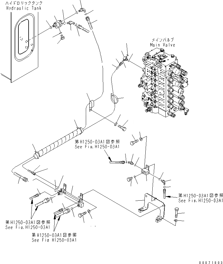 Схема запчастей Komatsu PC200-7 - КЛАПАН ПЕРЕГРУЗКИ ТРУБЫ (СТРЕЛА) ГИДРАВЛИКА