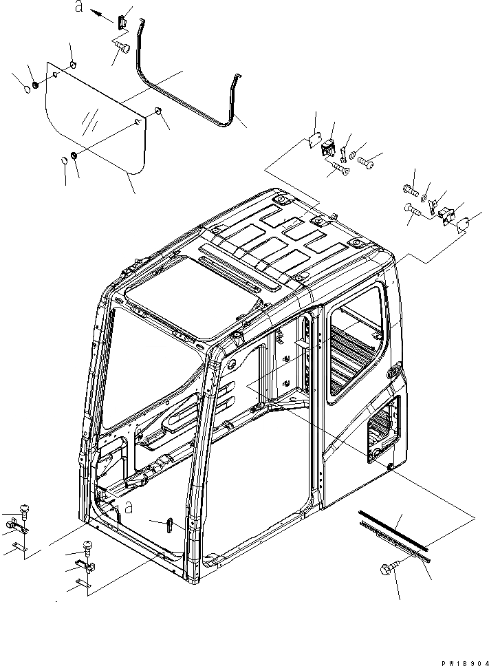 Схема запчастей Komatsu PC200-7 - КАБИНА (ПЕРЕДН. НИЖН. ОКНА)(№-) КАБИНА ОПЕРАТОРА И СИСТЕМА УПРАВЛЕНИЯ