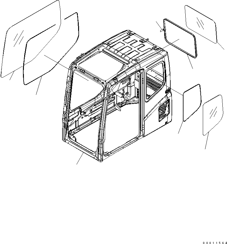 Схема запчастей Komatsu PC200-7 - ОСНОВН. КОНСТРУКЦИЯ (КАБИНА) (КАРЬЕРН. СПЕЦИФ-Я)(№-) КАБИНА ОПЕРАТОРА И СИСТЕМА УПРАВЛЕНИЯ