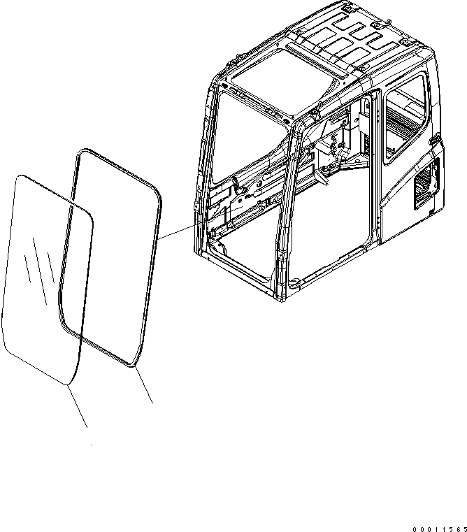 Схема запчастей Komatsu PC200-7 - ОСНОВН. КОНСТРУКЦИЯ (КАБИНА) (ПЕРЕДН. ОКНА) (КАРЬЕРН. СПЕЦИФ-Я)(№-) КАБИНА ОПЕРАТОРА И СИСТЕМА УПРАВЛЕНИЯ