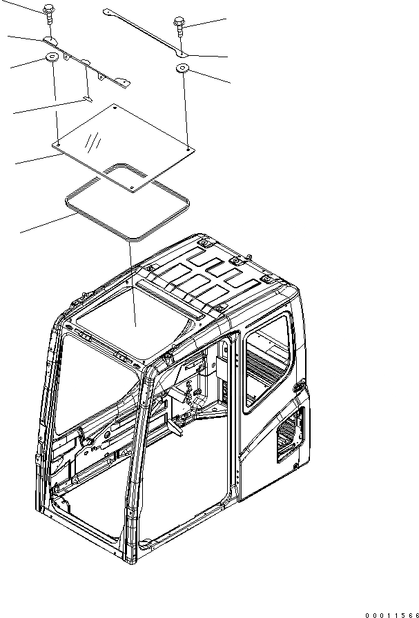 Схема запчастей Komatsu PC200-7 - ОСНОВН. КОНСТРУКЦИЯ (КАБИНА) (ОКНО В КРЫШЕ) (КАРЬЕРН. СПЕЦИФ-Я)(№-) КАБИНА ОПЕРАТОРА И СИСТЕМА УПРАВЛЕНИЯ