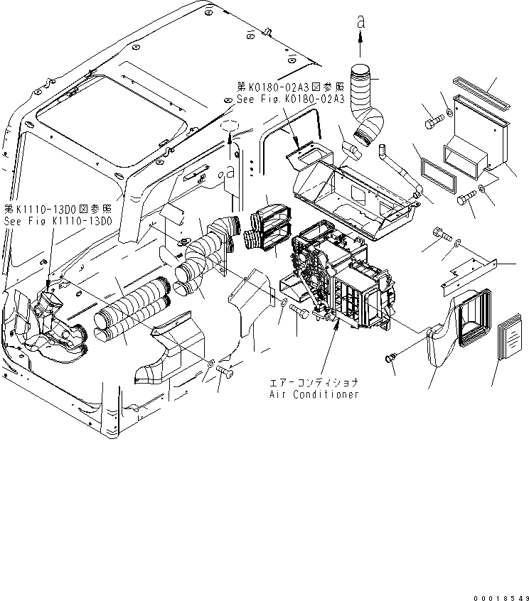 Схема запчастей Komatsu PC200-7 - ОСНОВН. КОНСТРУКЦИЯ (КАБИНА) (ПЛАСТИНЫ И ВОЗДУХОВОД) (ДЛЯ КОНДИЦИОНЕР)(№-) КАБИНА ОПЕРАТОРА И СИСТЕМА УПРАВЛЕНИЯ