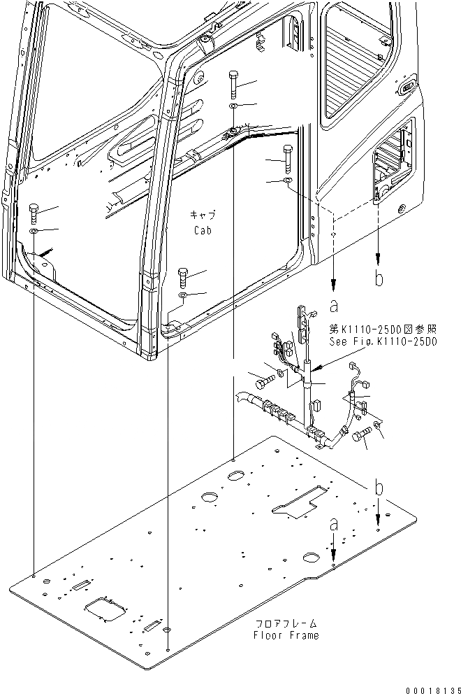 Схема запчастей Komatsu PC200-7 - ОСНОВН. КОНСТРУКЦИЯ (КАБИНА) (КРЕПЛЕНИЕ И БОЛТ)(№-) КАБИНА ОПЕРАТОРА И СИСТЕМА УПРАВЛЕНИЯ