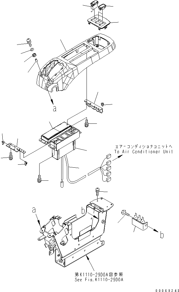 Схема запчастей Komatsu PC200-7 - ОСНОВН. КОНСТРУКЦИЯ (КАБИНА) (КОНСОЛЬ) (ВЕРХН.) (С КОНДИЦ.. И МИГАЛКА) (БЕЗ РАДИО) (ЛЕВ.)(№-) КАБИНА ОПЕРАТОРА И СИСТЕМА УПРАВЛЕНИЯ