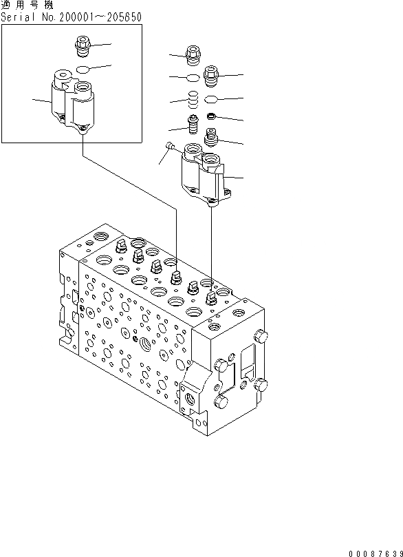 Схема запчастей Komatsu PC200-7 - УПРАВЛЯЮЩ. КЛАПАН (/) ОСНОВН. КОМПОНЕНТЫ И РЕМКОМПЛЕКТЫ