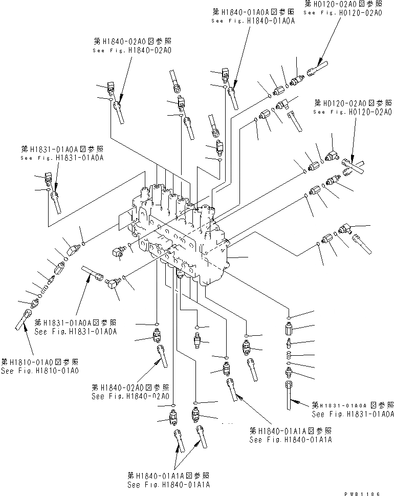 Схема запчастей Komatsu PC200-6J - ОСНОВН. КЛАПАН (СОЕДИНИТЕЛЬН. ЧАСТИ) ( АКТУАТОР)(№8-899) ГИДРАВЛИКА