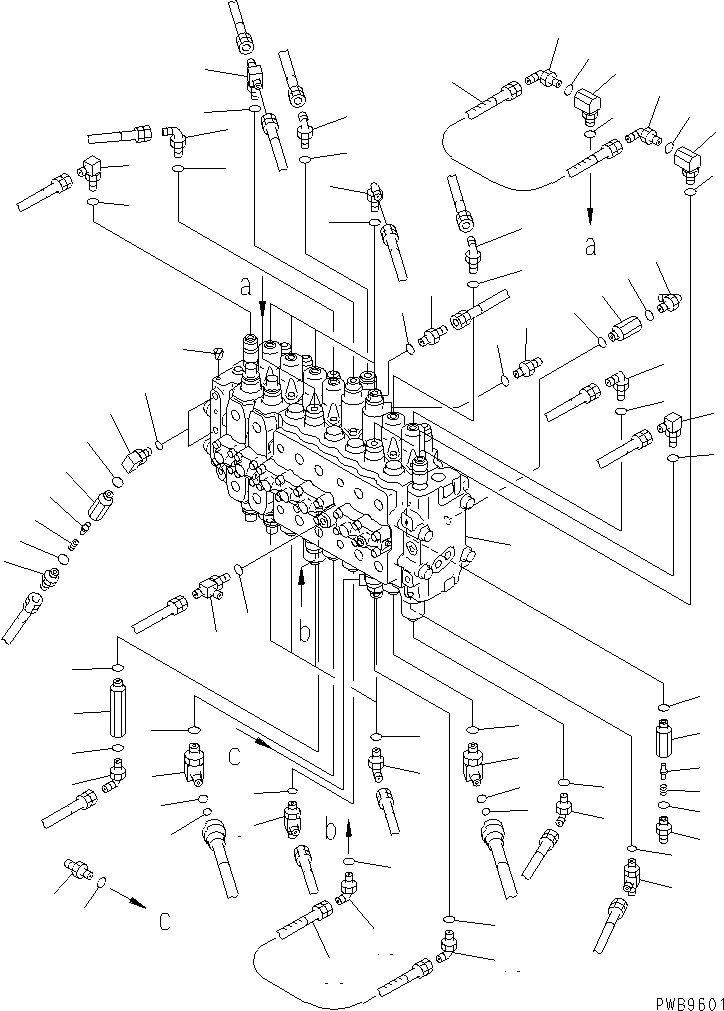 Схема запчастей Komatsu PC200-6J - ОСНОВН. КЛАПАН (СОЕДИНИТЕЛЬН. ЧАСТИ) ( АКТУАТОР)(№9-) ГИДРАВЛИКА