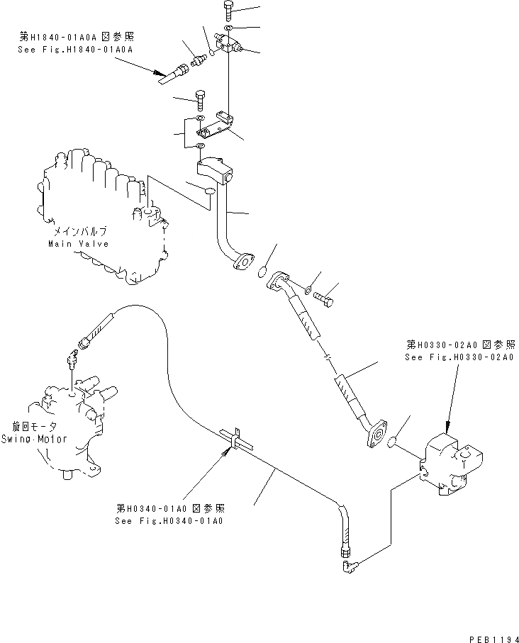 Схема запчастей Komatsu PC200-6J - ВОЗВРАТНАЯ ЛИНИЯ(ШЛАНГИ)(№8-899) ГИДРАВЛИКА