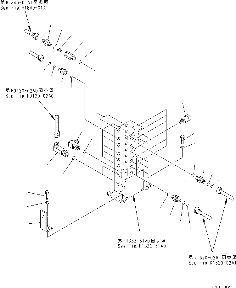 Схема запчастей Komatsu PC200-6J - РАСПРЕДЕЛИТ. КЛАПАН (СОЕДИНИТЕЛЬН. ЧАСТИ) (С ДАТЧИКОМ)(№8-89) ГИДРАВЛИКА