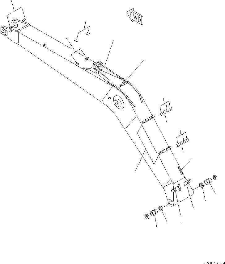 Схема запчастей Komatsu PC200-6J - СТРЕЛА (АВТОМАТИЧ. СМАЗКА))(№99-) РАБОЧЕЕ ОБОРУДОВАНИЕ