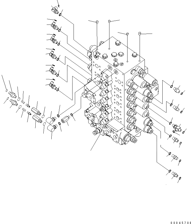 Схема запчастей Komatsu PC200-8 - ОСНОВН. УПРАВЛЯЮЩ. КЛАПАН (ДЛЯ -АКТУАТОР) (СОЕДИНИТЕЛЬН. ЧАСТИ) (/) ГИДРАВЛИКА