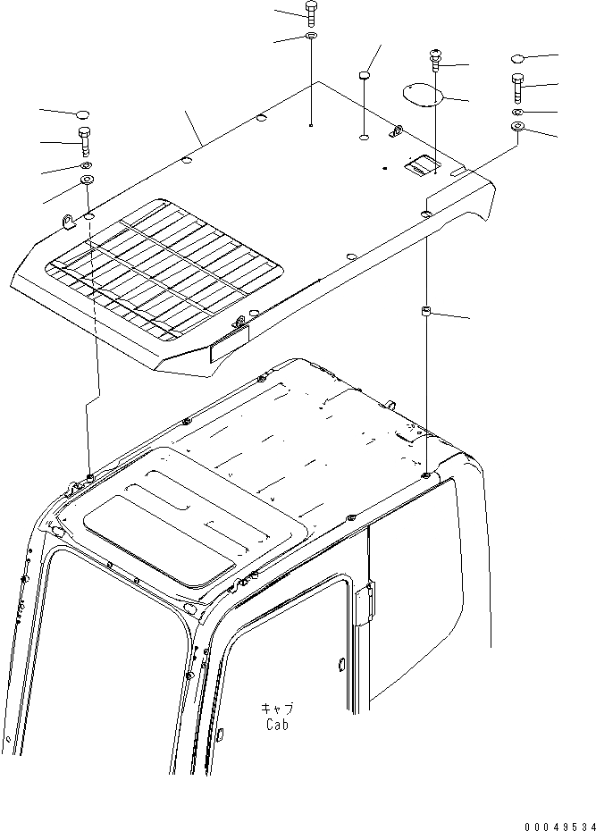 Схема запчастей Komatsu PC200-8 - ВЕРХНЯЯ ЗАЩИТА(№-77) КАБИНА ОПЕРАТОРА И СИСТЕМА УПРАВЛЕНИЯ