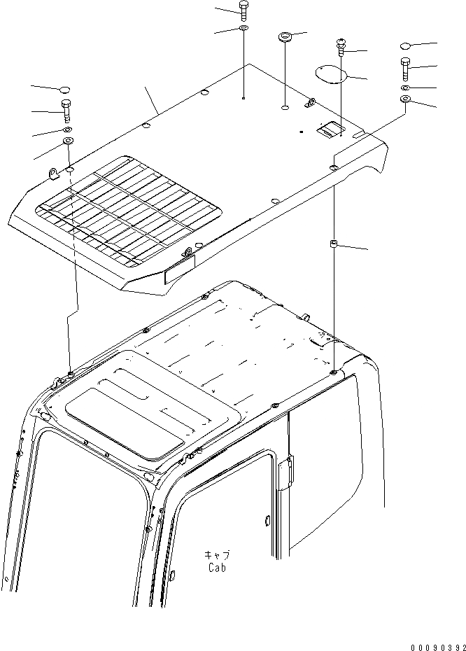 Схема запчастей Komatsu PC200-8 - ВЕРХНЯЯ ЗАЩИТА(№7-) КАБИНА ОПЕРАТОРА И СИСТЕМА УПРАВЛЕНИЯ