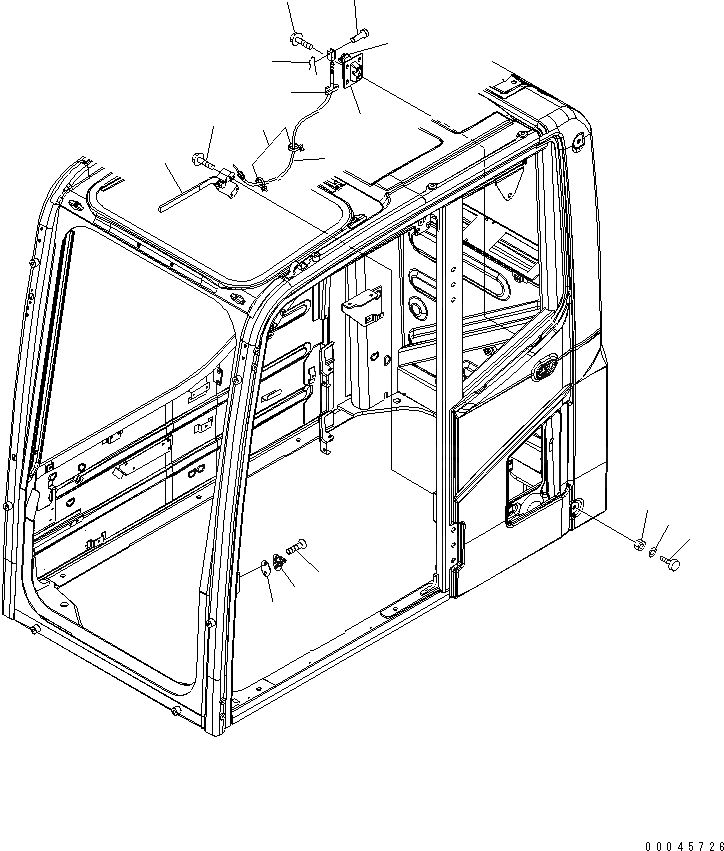 Схема запчастей Komatsu PC200-8 - КАБИНА (ФИКСАТОР ОТКРЫТИЯ И БЛОК ДВЕРИ) КАБИНА ОПЕРАТОРА И СИСТЕМА УПРАВЛЕНИЯ