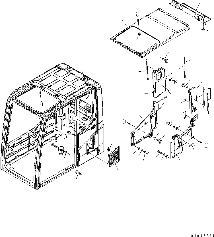 Схема запчастей Komatsu PC200-8 - КАБИНА (КРЫША КРЫШКАAND ВПУСК ВОЗДУХА) КАБИНА ОПЕРАТОРА И СИСТЕМА УПРАВЛЕНИЯ