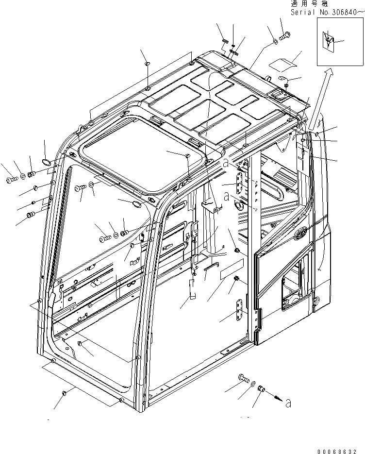 Схема запчастей Komatsu PC200-8 - КАБИНА (KOMTRAX FILM АНТЕННА И GALEO ПЛАСТИНА)(№-) КАБИНА ОПЕРАТОРА И СИСТЕМА УПРАВЛЕНИЯ