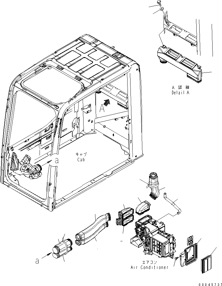 Схема запчастей Komatsu PC200-8 - КАБИНА (КАБИНА IN ЧАСТИ) (ВОЗДУХОВОД) (С КОНДИЦИОНЕРОМ) КАБИНА ОПЕРАТОРА И СИСТЕМА УПРАВЛЕНИЯ