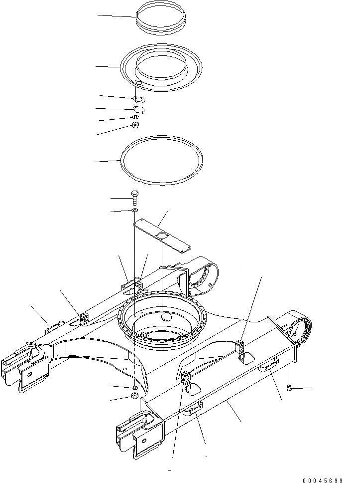 Схема запчастей Komatsu PC200-8 - ГУСЕНИЧНАЯ РАМА (С ПОЛН. ЗАЩИТА КАТКОВ) ХОДОВАЯ