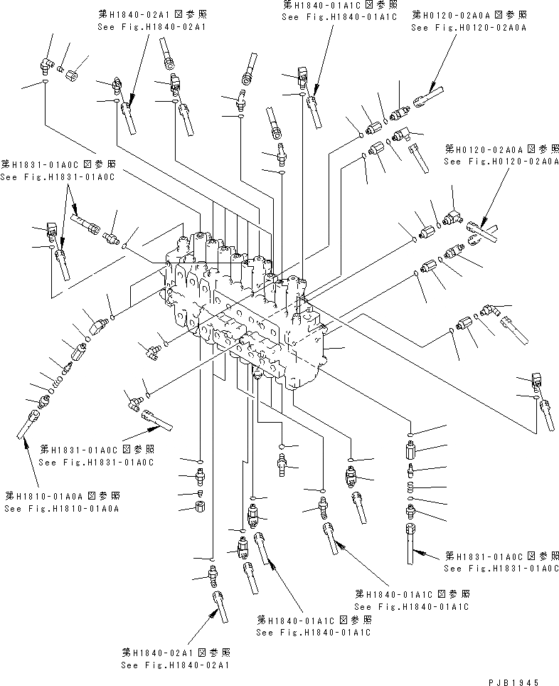 Схема запчастей Komatsu PC200-6S - ОСНОВН. КЛАПАН (СОЕДИНИТЕЛЬН. ЧАСТИ) ( АКТУАТОР)(№88-9998) ГИДРАВЛИКА