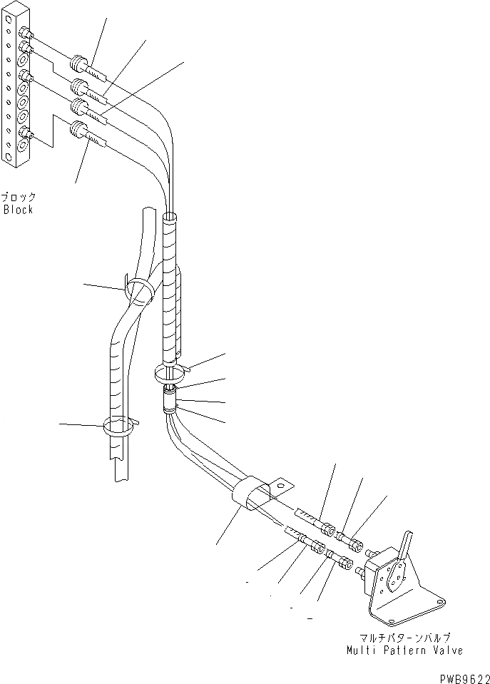 Схема запчастей Komatsu PC200-6S - MULTI PATTERN КЛАПАН (WAY) (MULTI КЛАПАН - ОСНОВН. КЛАПАН)(№9-) ГИДРАВЛИКА