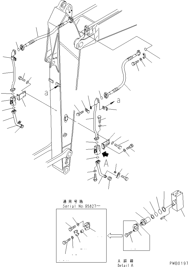 Схема запчастей Komatsu PC200-6S - РУКОЯТЬ (.9M) (ДОПОЛН. ГИДРОЛИНИЯ) РАБОЧЕЕ ОБОРУДОВАНИЕ