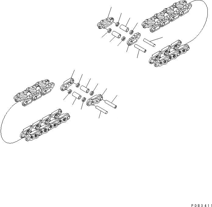 Схема запчастей Komatsu PC200-6S - ГУСЕН. ЦЕПЬ В СБОРЕ (9 SET) (ПОСТАВЛЯЕМЫЕ ЧАСТИ) ОСНОВН. КОМПОНЕНТЫ И РЕМКОМПЛЕКТЫ