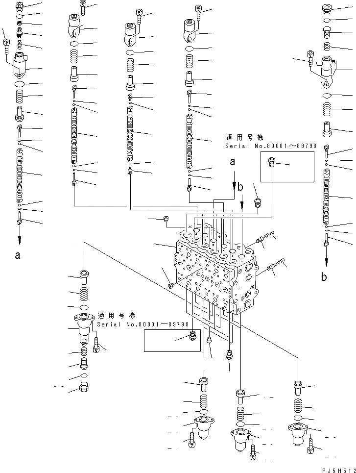 Схема запчастей Komatsu PC200-6S - ОСНОВН. КЛАПАН (/)(№88-9998) ОСНОВН. КОМПОНЕНТЫ И РЕМКОМПЛЕКТЫ