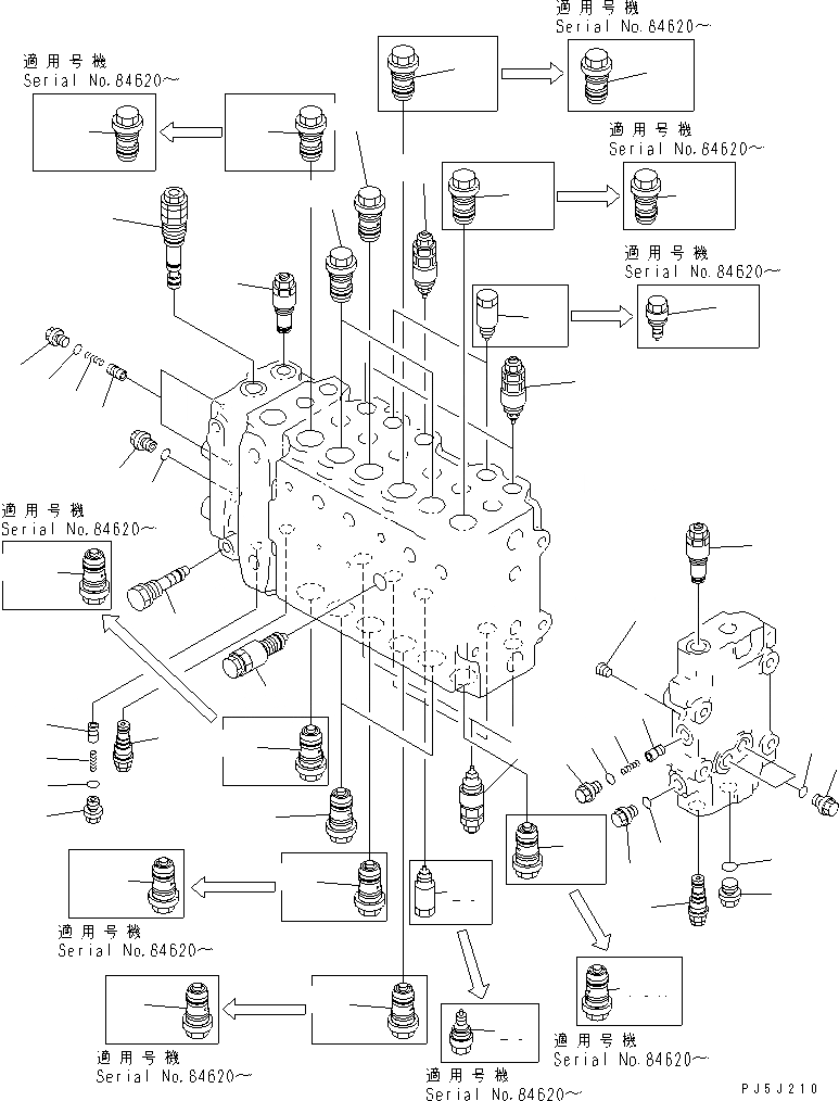 Схема запчастей Komatsu PC200-6S - ОСНОВН. КЛАПАН (-АКТУАТОР) (/)(№8-899) ОСНОВН. КОМПОНЕНТЫ И РЕМКОМПЛЕКТЫ