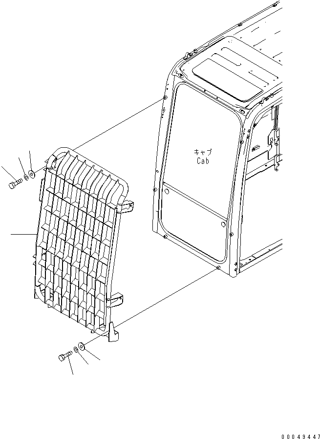 Схема запчастей Komatsu PC200-8 - ФРОНТАЛЬНАЯ ЗАЩИТА(№-) КАБИНА ОПЕРАТОРА И СИСТЕМА УПРАВЛЕНИЯ