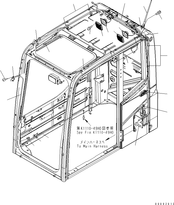 Схема запчастей Komatsu PC200-8 - КАБИНА (ГРОМКОГОВОРИТ. И ОМЫВАТЕЛЬ СТЕКЛА) (ДЛЯ KAL)(№-) КАБИНА ОПЕРАТОРА И СИСТЕМА УПРАВЛЕНИЯ