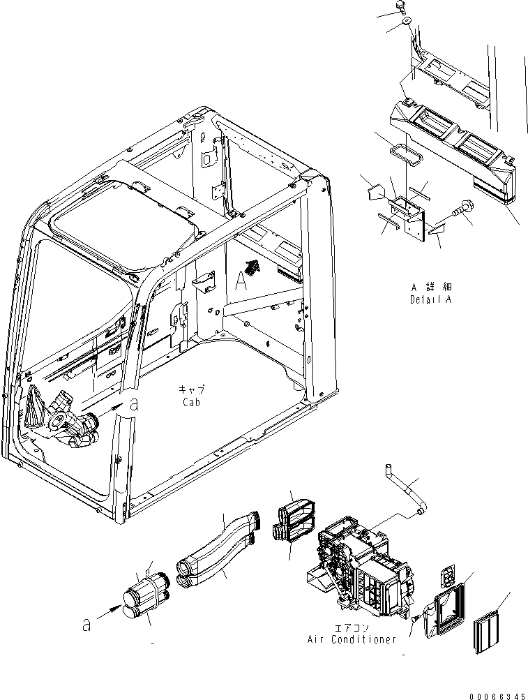 Схема запчастей Komatsu PC200-8 - КАБИНА (КАБИНА IN ЧАСТИ) (ВОЗДУХОВОД) (С БОЛЬШ. ВОЗД. ПОТОК ТИП КОНДИЦ. ВОЗДУХА)(№8-) КАБИНА ОПЕРАТОРА И СИСТЕМА УПРАВЛЕНИЯ