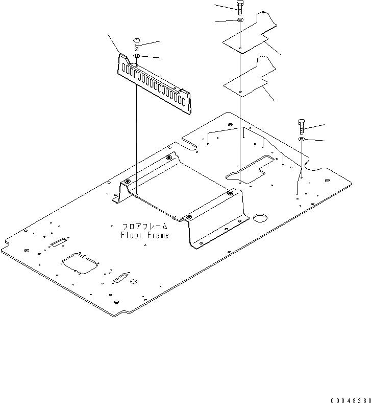 Схема запчастей Komatsu PC200-8 - КАБИНА (ПОЛ) (БЛОК КОНДИЦИОНЕРА LESS COVER)(№-) КАБИНА ОПЕРАТОРА И СИСТЕМА УПРАВЛЕНИЯ