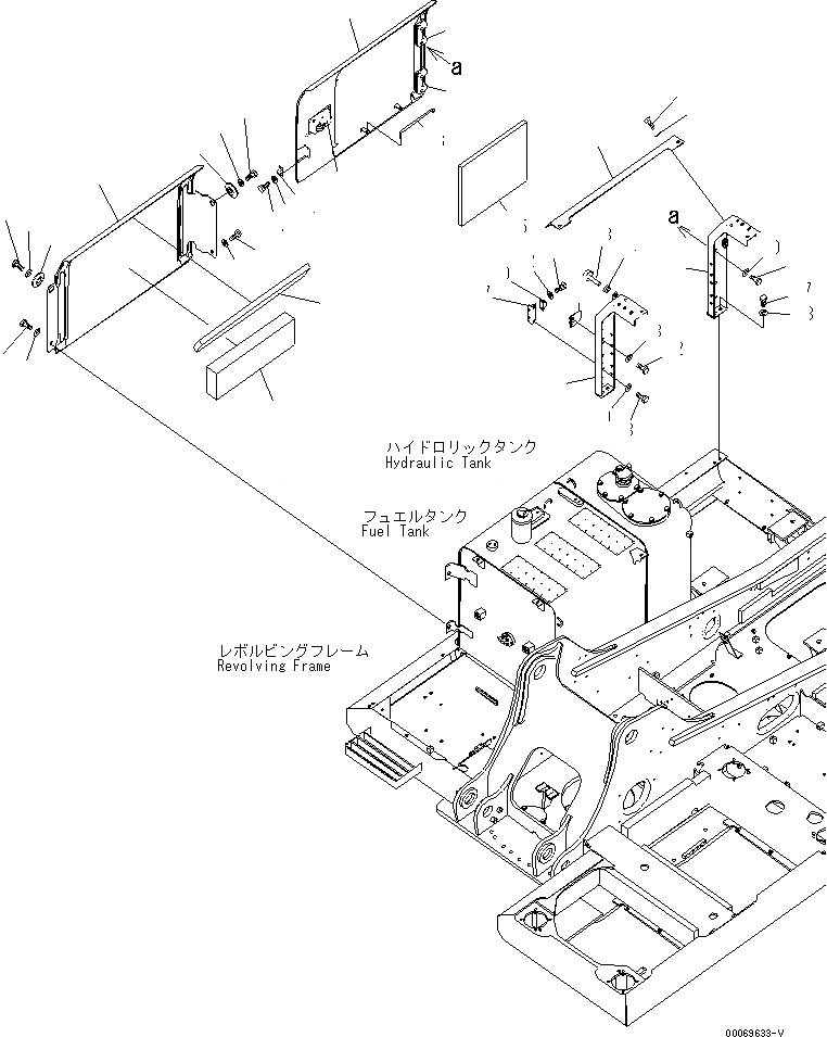 Схема запчастей Komatsu PC200-8 - БОКОВ. КРЫШКА¤ ПРАВ.(№-) ЧАСТИ КОРПУСА