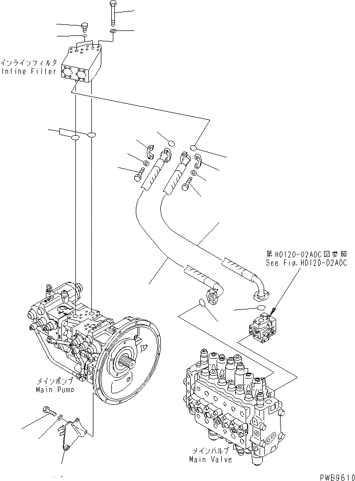 Схема запчастей Komatsu PC200-6Z - ЛИНИЯ ПОДАЧИ (ПРОПУСКН. КЛАПАН)(№9-) ГИДРАВЛИКА