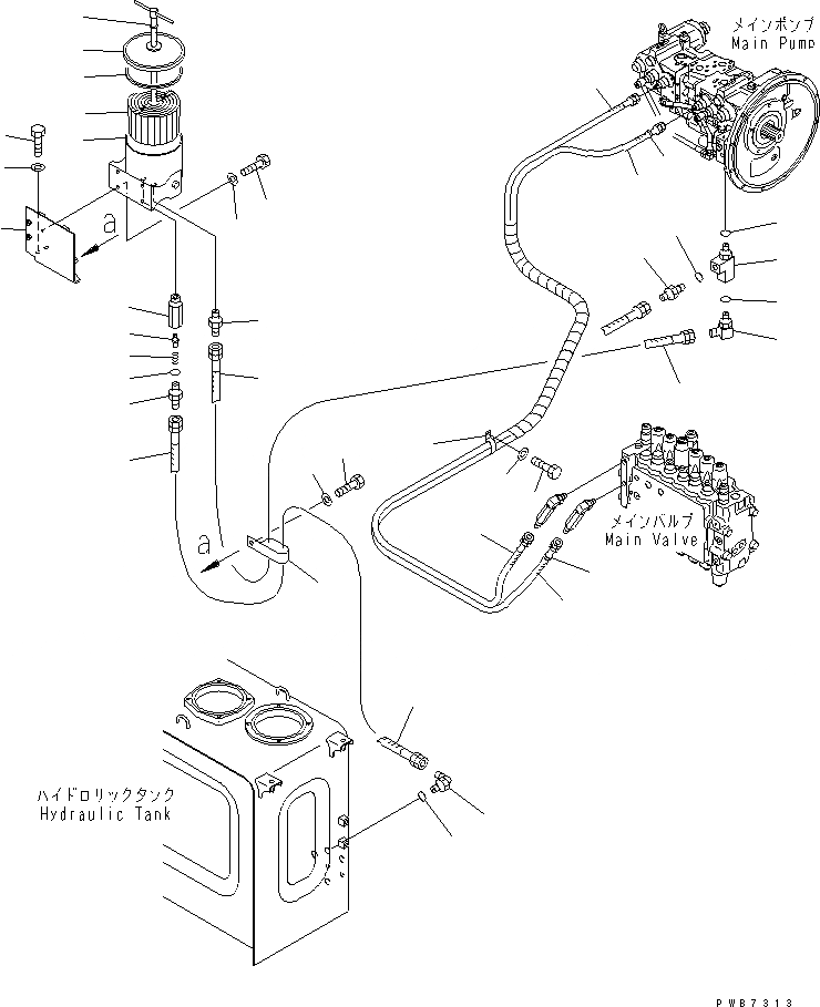 Схема запчастей Komatsu PC200-6Z - ЛИНИЯ LS(С BY-PASS ФИЛЬТР.)(№9-) ГИДРАВЛИКА