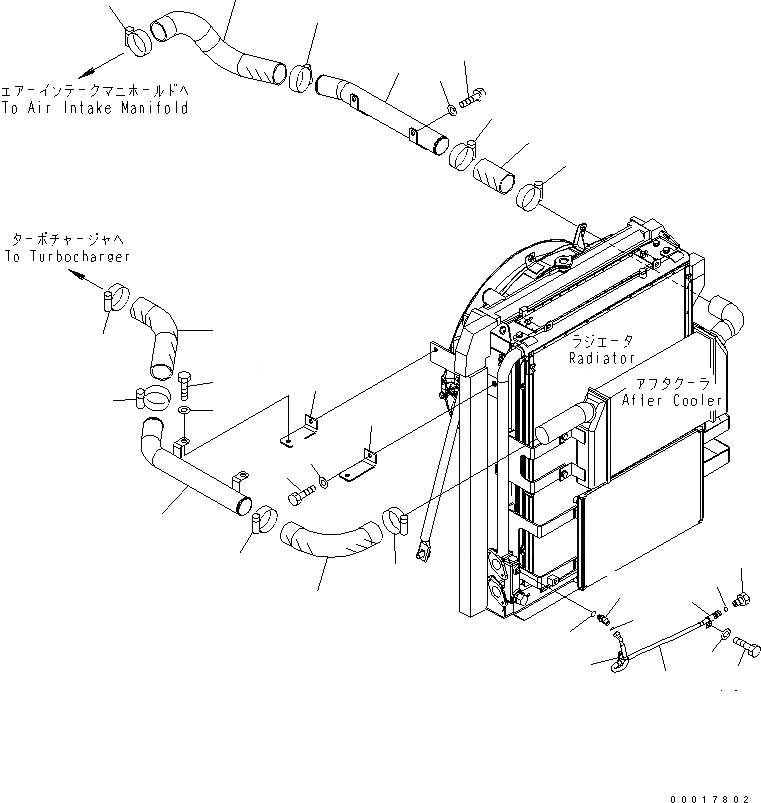 Схема запчастей Komatsu PC200-7 - ОХЛАЖД-Е (ТРУБКИ ПОСЛЕОХЛАДИТЕЛЯ) (С КОНДИЦИОНЕРОМ)(№-) СИСТЕМА ОХЛАЖДЕНИЯ