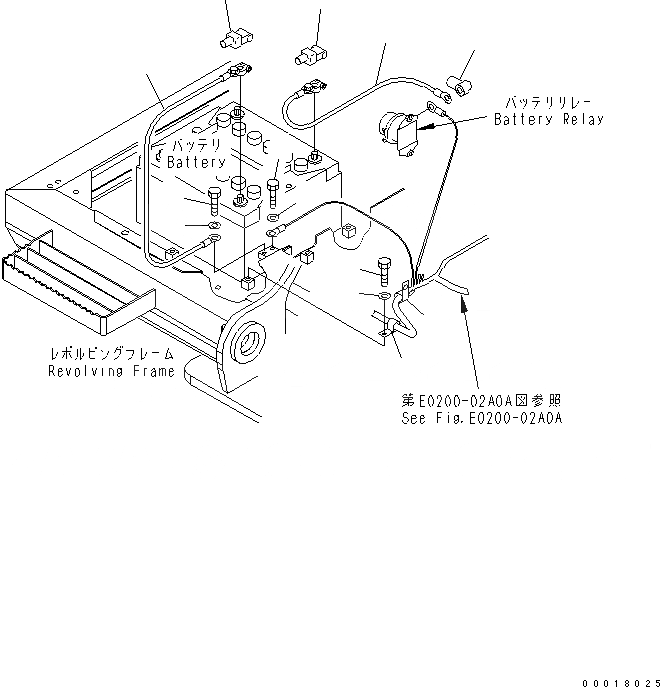 Схема запчастей Komatsu PC200-7 - ЭЛЕКТРОПРОВОДКА (АККУМУЛЯТОРН. ОТСЕК)(№-) ЭЛЕКТРИКА