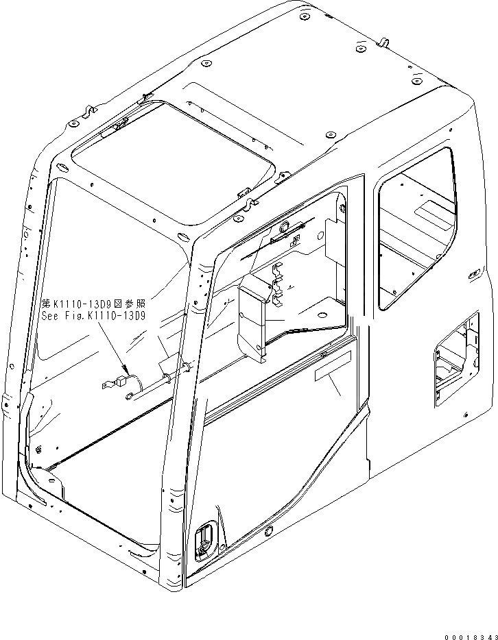 Схема запчастей Komatsu PC200-7 - ОСНОВН. КОНСТРУКЦИЯ (КАБИНА) (КРЕПЛЕНИЕ И ПЛАСТИНЫ) (БЕЗ КОНДИЦ. ВОЗДУХА)(№-) КАБИНА ОПЕРАТОРА И СИСТЕМА УПРАВЛЕНИЯ